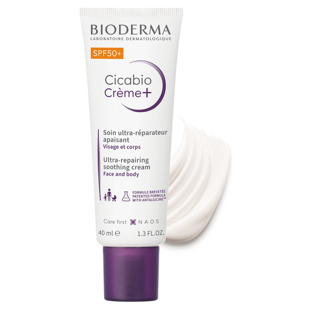 Bioderma cicabio крем плюс spf 50+ 40 мл - цена 1380 руб., купить в  интернет аптеке в Добрянке Bioderma cicabio крем плюс spf 50+ 40 мл,  инструкция по применению