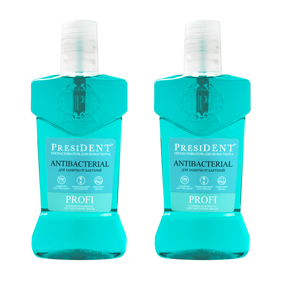 Изображение товара Набор из 2 уп. President profi ополаскиватель для полости рта antibacterial 250 мл по спец. цене Изображение товара Набор из 2 уп. President profi ополаскиватель для полости рта antibacterial 250 мл по спец. цене