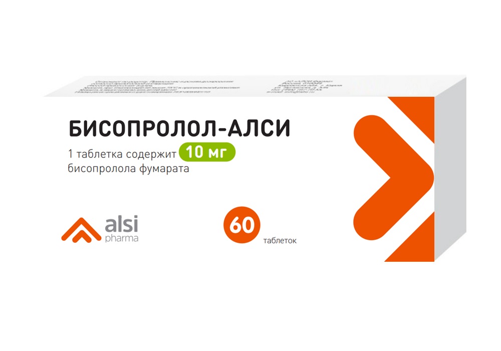Изображение товара Бисопролол-АЛСИ 10 мг 60 таблеток для лечения гипертензии и сердца