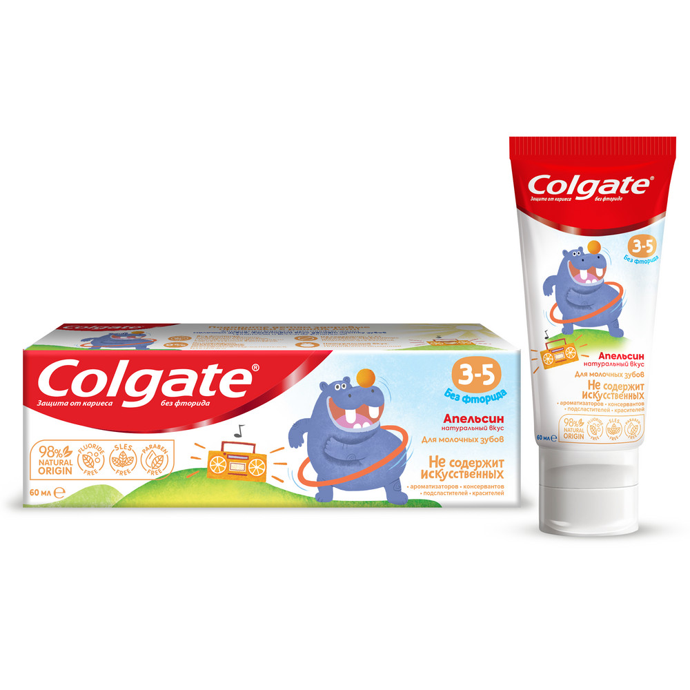 Colgate зубная паста детская 3-5 без фторида 60 мл/апельсин