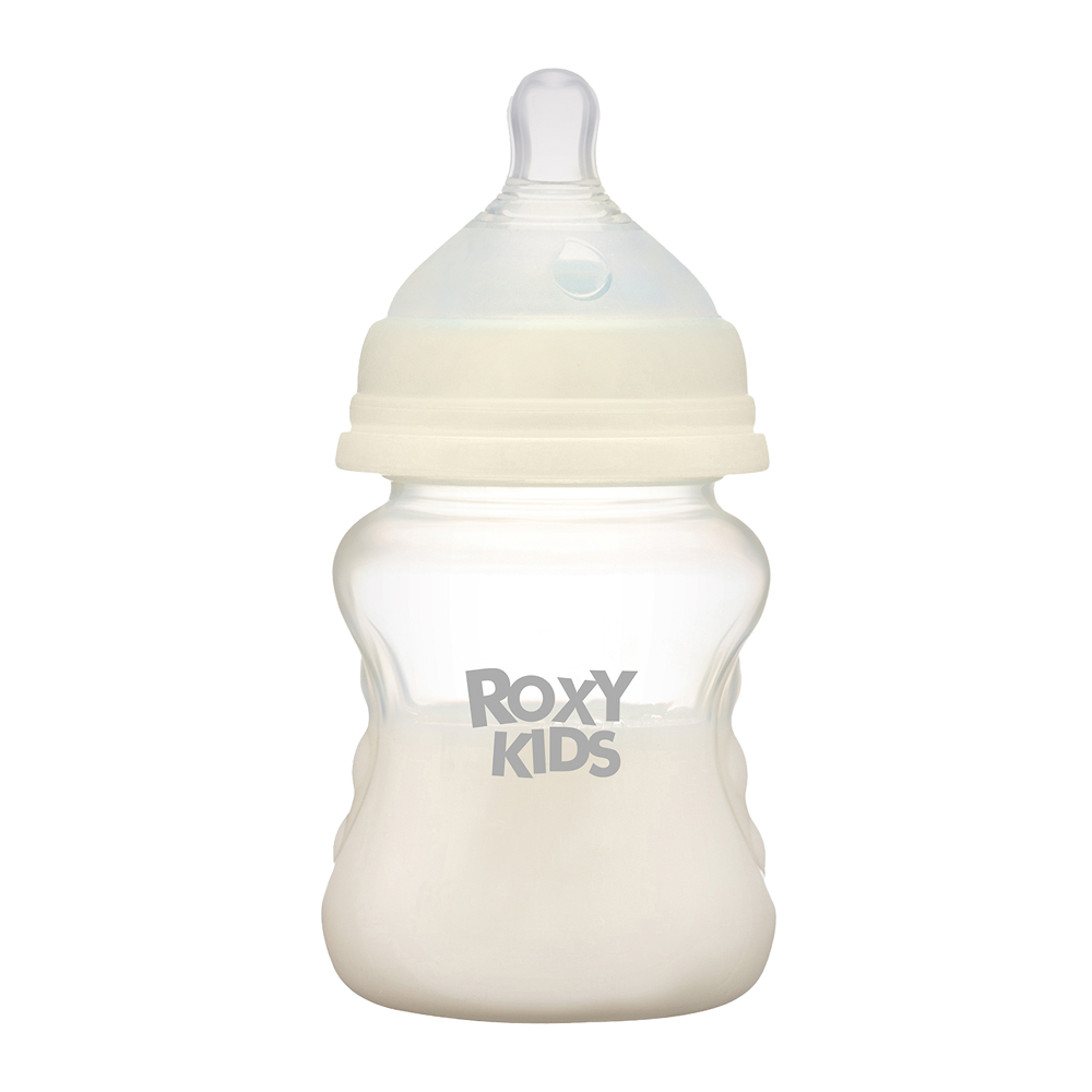Изображение товара Roxy-kids бутылочка для кормления с широким горлом силиконовая соска размер m 3+ 160 мл/кокосовый