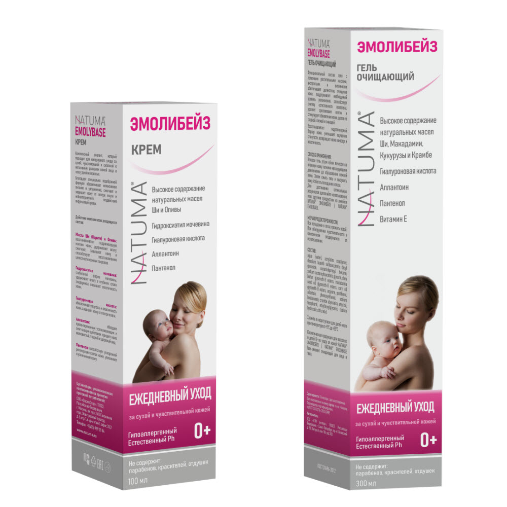 Изображение товара Набор эмолентов для атопиков со скидкой 550 рублей - Natuma эмолибейз: крем + гель