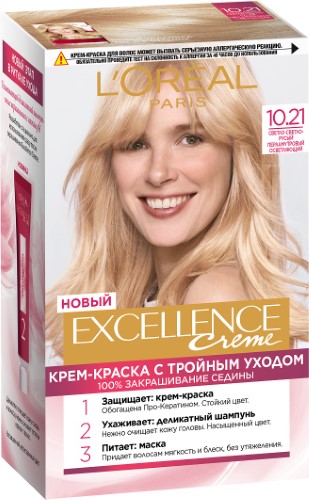 Изображение товара Loreal Paris Excellence Creme крем-краска для волос 10.21 светло-светло-русый перламутровый