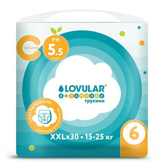 Изображение товара Трусики-подгузники Lovular витаминка XXL 30 шт. для детей 15-25 кг