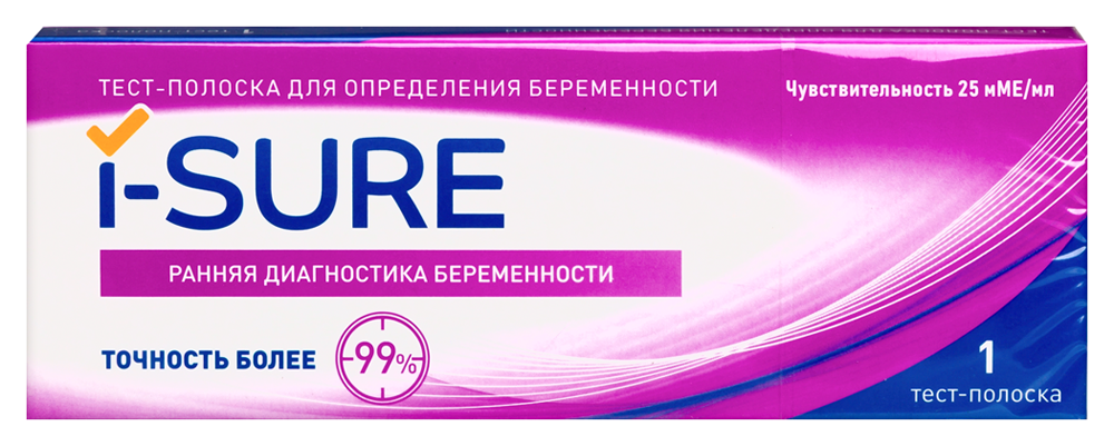 Изображение товара Тест для определения беременности i-sure чувствительность 25 мме/мл 1 шт.