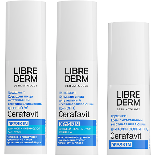 Изображение товара Набор ЛИБРИДЕРМ ЦЕРАФАВИТ: крем для ухода за сухой и чувствительной кожей лица дневной + ночной + вокруг глаз