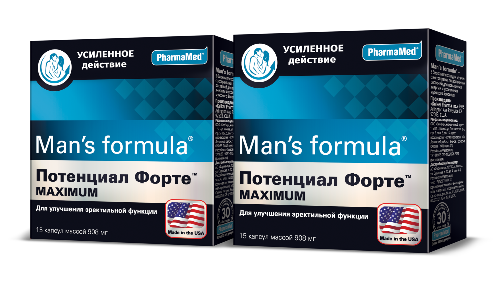 Изображение товара Набор из 2-х упаковок MAN S FORMULA ПОТЕНЦИАЛ ФОРТЕ MAXIMUM капсулы 15шт по 908мг