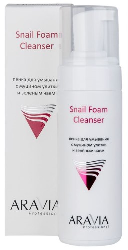 Изображение товара Aravia professional пенка для умывания с муцином улитки и зеленым чаем 160 мл