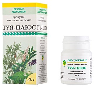Изображение товара Туя-плюс 20 г гранулы гомеопатические для лечения аденоидов
