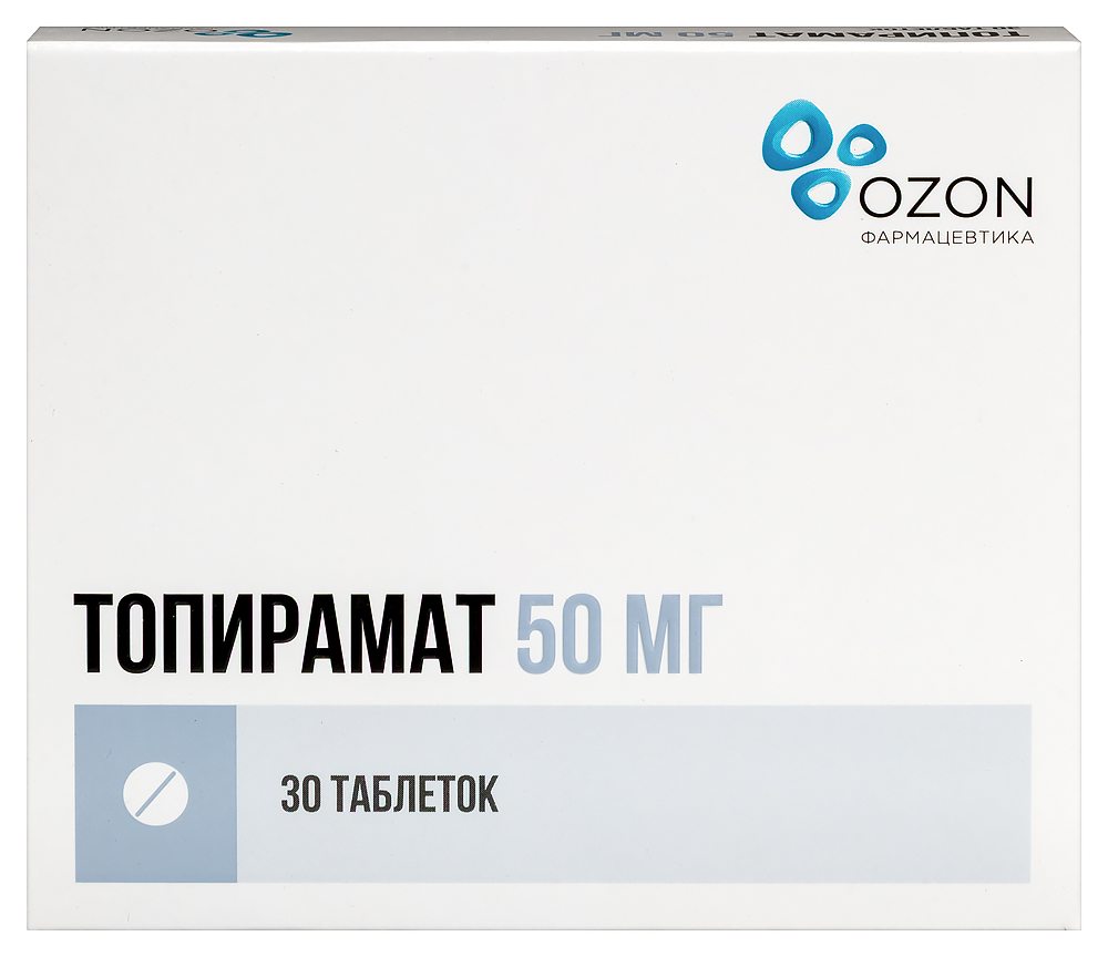 Изображение товара Топирамат 50 мг 30 шт. таблетки для лечения эпилепсии и мигрени
