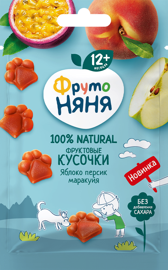Изображение товара Фрутоняня фруктовые кусочки из яблок персиков и маракуйи 15 гр