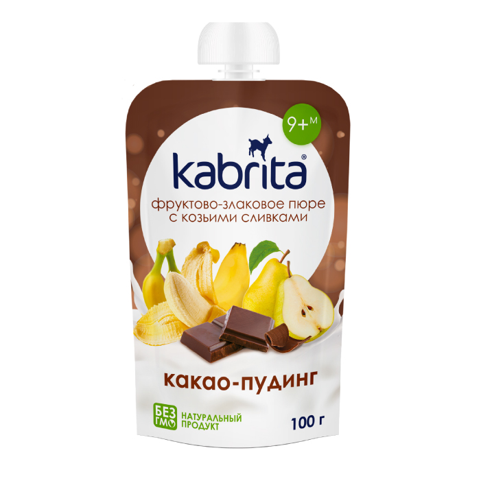 Изображение товара Kabrita пюре фруктово-злаковое с козьими сливками какао-пудинг 100 гр