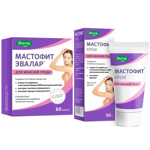 Изображение товара Набор для женщин МАСТОФИТ ЭВАЛАР N60 КАПС + МАСТОФИТ ЭВАЛАР КРЕМ 50,0