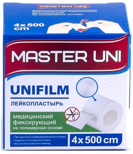 Изображение товара Лейкопластырь master uni медицинский фиксирующий на полимерной основе 4x500 см