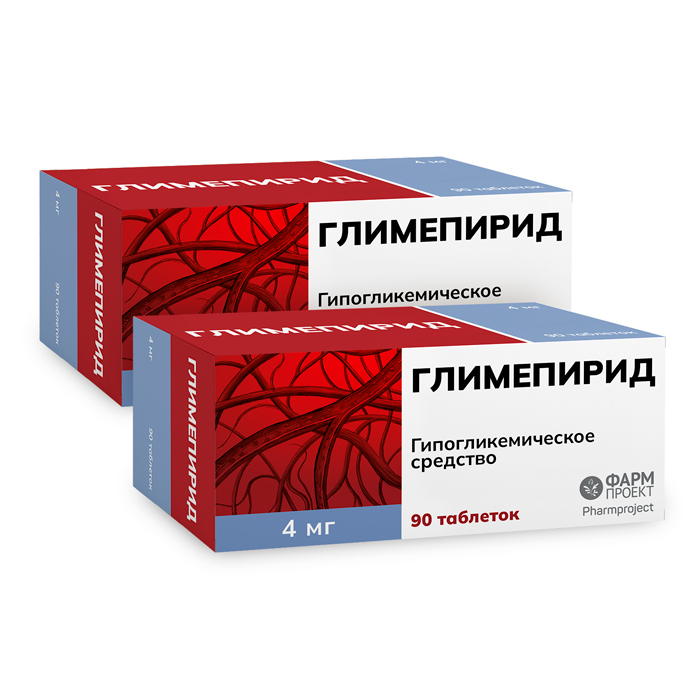 Изображение товара Набор из 2х упаковок ГЛИМЕПИРИД 0,004 N90 ТАБЛ /ФАРМПРОЕКТ по специальной цене