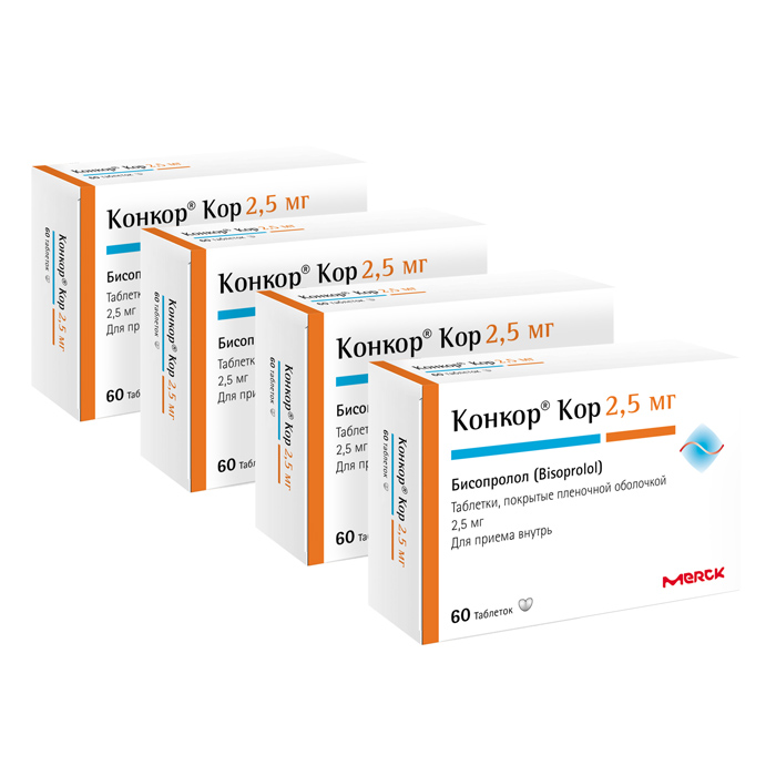 Изображение товара Набор 3+1 Конкор Кор таблетки 2,5 мг 60 шт. со скидкой