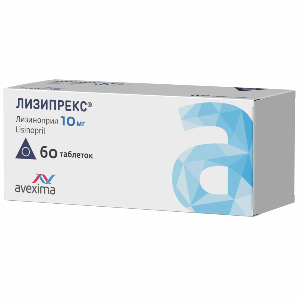 Изображение товара Лизипрекс 10 мг 60 шт. таблетки для лечения артериальной гипертензии