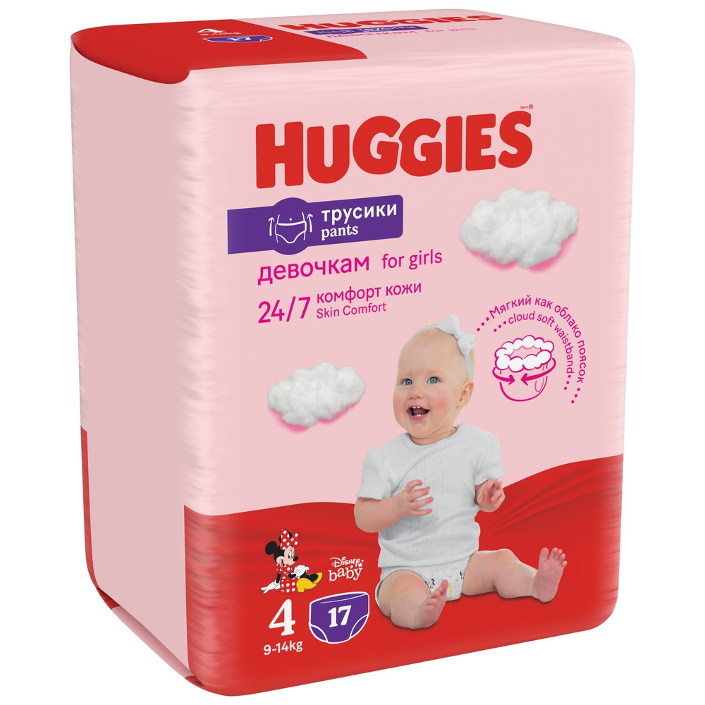 Подгузники трусики Huggies для девочек 9-14кг 4 размер 17 шт - цена 663  руб., купить в интернет аптеке в Нижних Сергах Подгузники трусики Huggies  для девочек 9-14кг 4 размер 17 шт, инструкция по применению