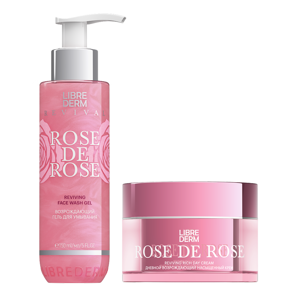 Изображение товара Набор ЛИБРИДЕРМ ROSE DE ROSE: гель для умывания 150мл + крем для лица дневной 50мл Изображение товара Набор ЛИБРИДЕРМ ROSE DE ROSE: гель для умывания 150мл + крем для лица дневной 50мл