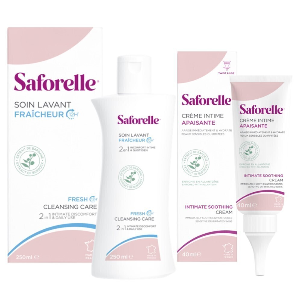 Изображение товара Набор САФОРЕЛЬ гель д/интимной гигиены ЭКСТРА СВЕЖЕСТЬ 250мл + САФОРЕЛЬ крем-эмолент УВЛАЖНЯЮЩИЙ 40мл