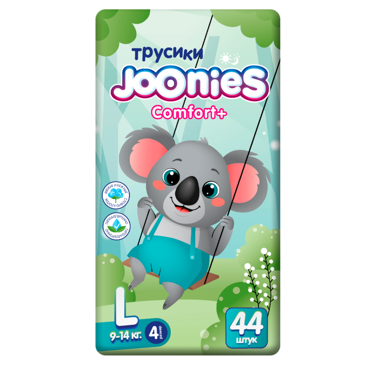 Изображение товара Подгузники-трусики для малышей Joonies comfort+ размер L 44 шт
