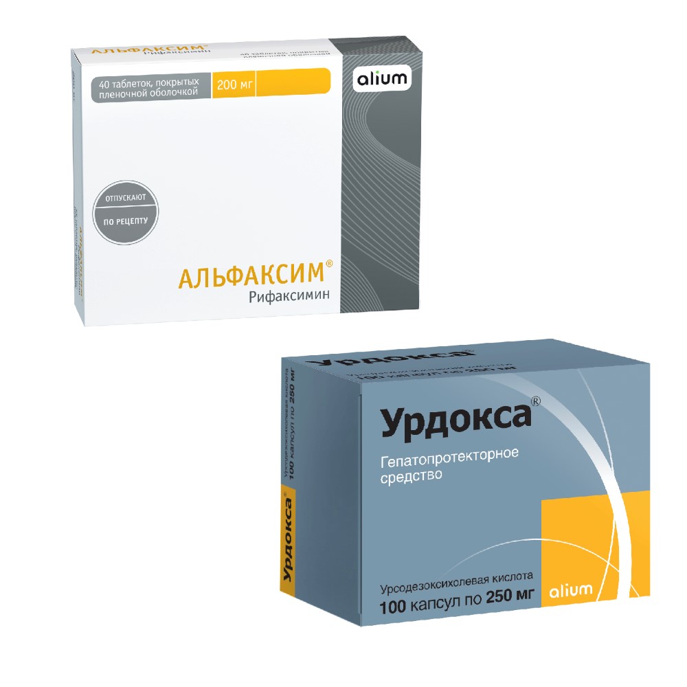 Набор Альфаксим таб. 200 мг. №40 + Урдокса 250 мг 100 шт. со скидкой - цена  2436.95 руб., купить в интернет аптеке в Вихоревке Набор Альфаксим таб. 200  мг. №40 + Урдокса 250 мг 100 шт. со скидкой , инструкция по применению