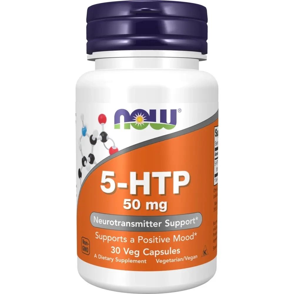 Изображение товара Капсулы Now 5-HTP Комплекс для поддержки настроения, 30 шт., 450 мг