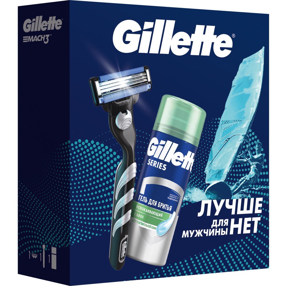 Изображение товара Gillette набор/mach3 бритва со сменной кассетой 1 шт. +gillette series гель для бритья успокаивающий 75 мл/