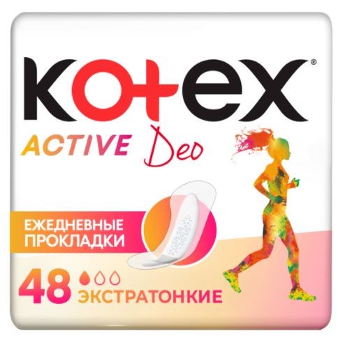 Изображение товара Kotex прокладки ежедневные экстратонкие active deo 48 шт.