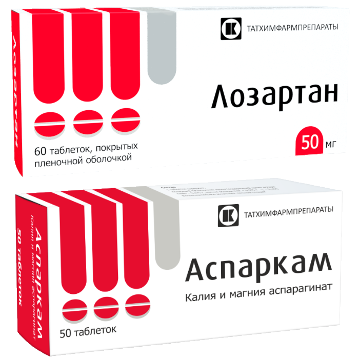 Изображение товара Набор Лозартан 50 мг №60 + Аспаркам №50