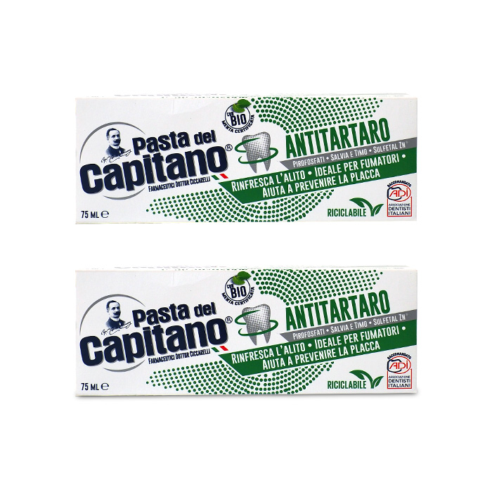Изображение товара НАБОР PASTA DEL CAPITANO ЗУБНАЯ ПАСТА ОТ ЗУБНОГО КАМНЯ ДЛЯ КУРЯЩИХ 75МЛ 2 уп. - по выгодной цене!