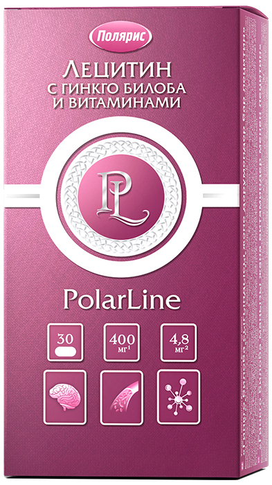 Изображение товара Polarline лецитин с гинкго билобой и витаминами 1250 мг 30 капсул