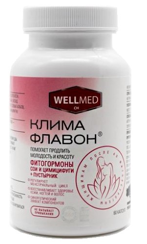 Изображение товара Климафлавон 60 капсул по 250 мг биологическая добавка для гормонального баланса Изображение товара Климафлавон 60 капсул по 250 мг биологическая добавка для гормонального баланса