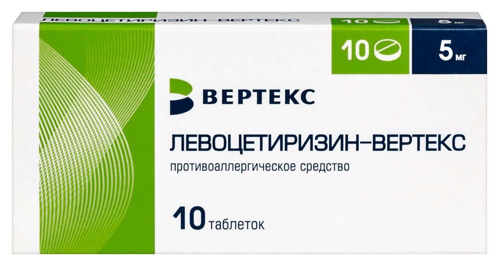 Изображение товара Левоцетиризин-вертекс 5 мг 10 шт. таблетки, покрытые пленочной оболочкой блистер