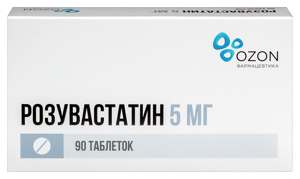 Изображение товара Розувастатин 5 мг таблетки, покрытые пленочной оболочкой для снижения холестерина
