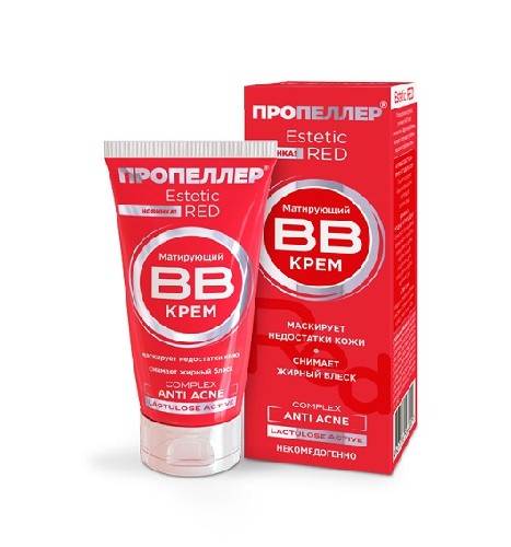 ПРОПЕЛЛЕР ESTETIC RED МАТИРУЮЩИЙ ВВ КРЕМ COMPLEX ANTI ACNE 40МЛ - цена 144 руб., купить в интернет аптеке в Москве ПРОПЕЛЛЕР ESTETIC RED МАТИРУЮЩИЙ ВВ КРЕМ COMPLEX ANTI ACNE 40МЛ, инструкция по применению