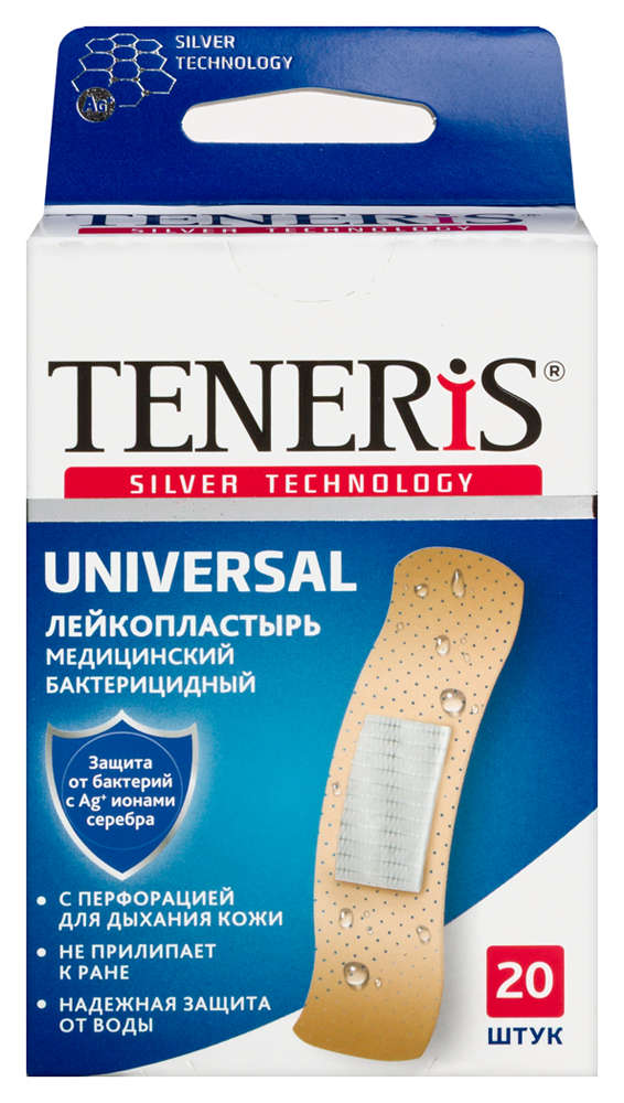 Изображение товара Медицинский бактерицидный лейкопластырь Teneris 7,6x1,9 см 20 шт