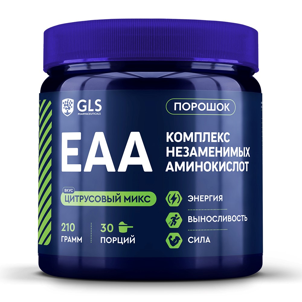 Изображение товара Gls комплекс незаменимых аминокислот (ЕАА) 210 гр порошок цитрусовый микс