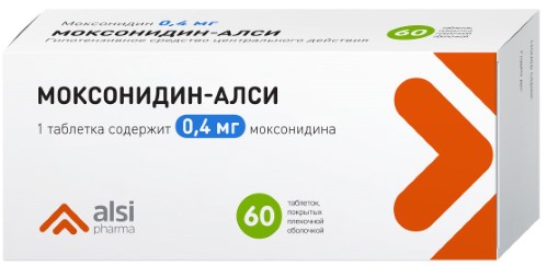 Изображение товара Моксонидин-алси 0,4 мг таблетки для лечения гипертензии 60 шт