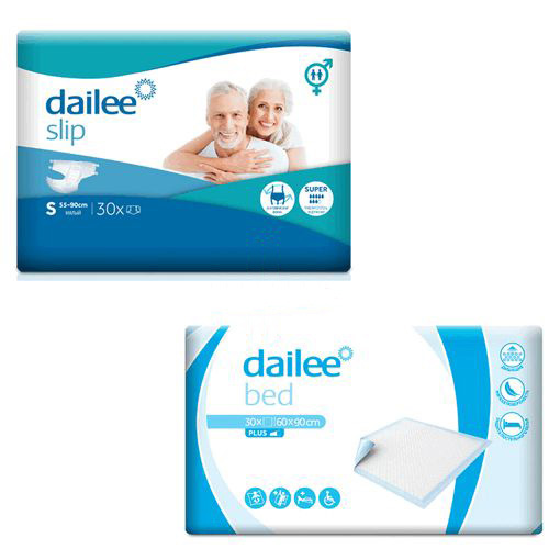 Изображение товара Набор Подгузники для взрослых DAILEE размер S 30 штук + Пелёнки DAILEE 30 штук 60х90 см