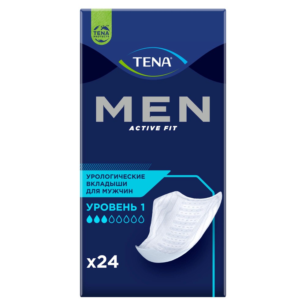 Tena прокладки впитывающие для мужчин men active fit level 1 24 шт.