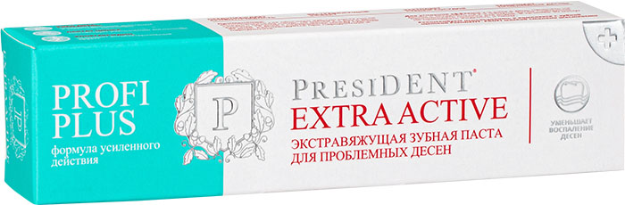 Изображение товара President Profi Plus Extra Active экстравяжущая зубная паста 30 мл для проблемных дёсен