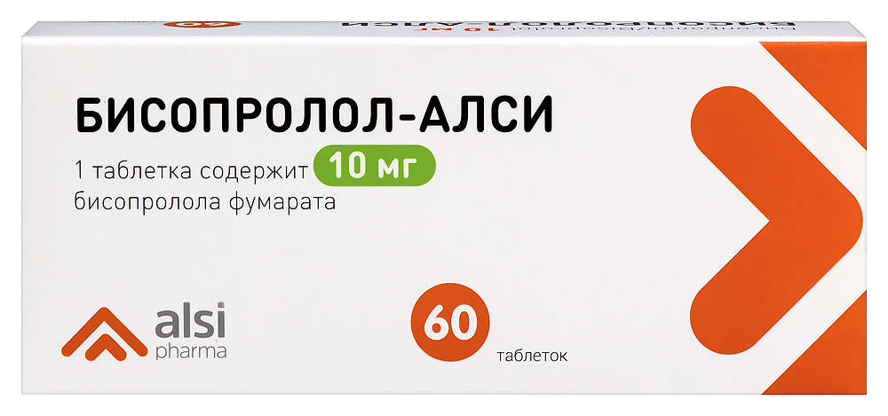 Изображение товара Бисопролол-АЛСИ 10 мг 60 таблеток для лечения гипертензии и сердца