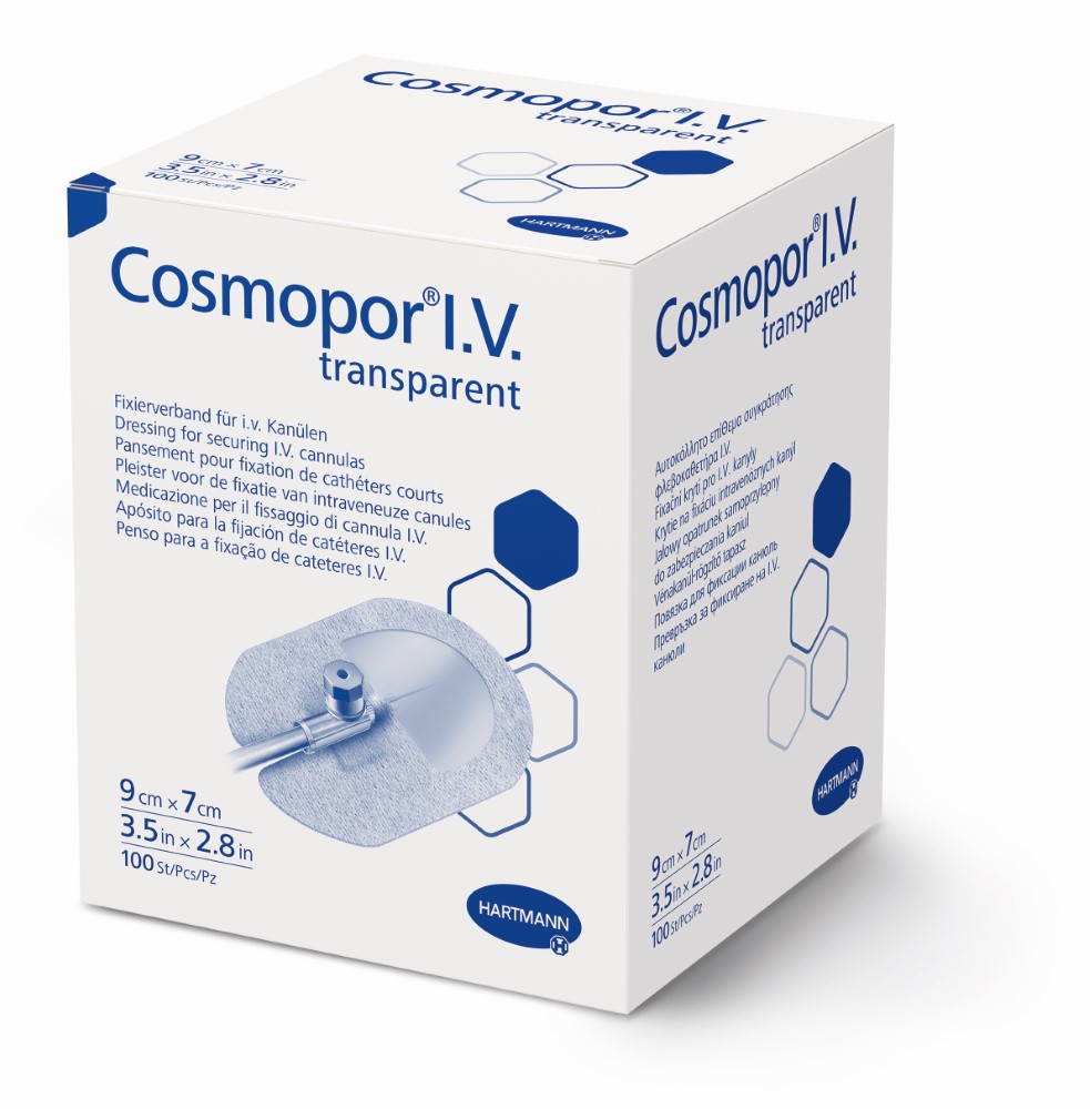 Изображение товара Повязка пластиковая для фиксации канюль Cosmopor IV Transparent 9x7 см 100 шт