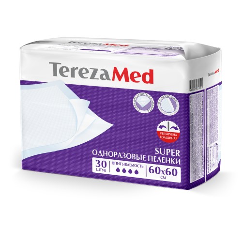 Изображение товара Одноразовые впитывающие пеленки Terezamed 60х60 см, 30 шт.