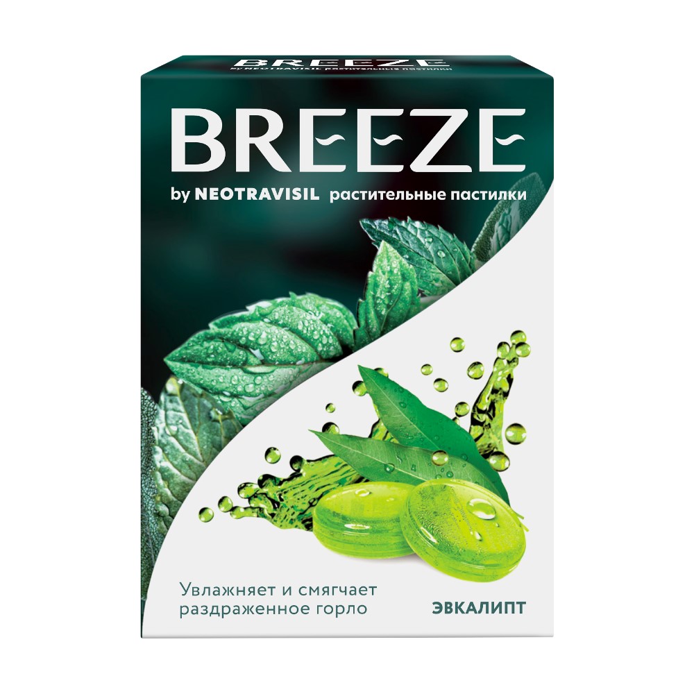 Изображение товара Пастилки Breeze by Neotravisil со вкусом эвкалипта 12 шт. по 2,5 г натуральная добавка
