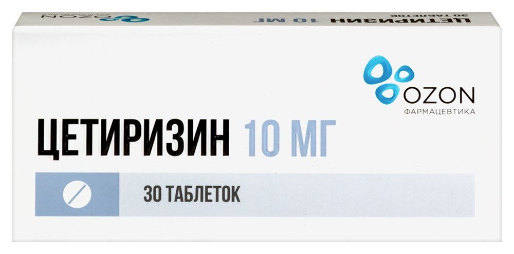 Изображение товара Цетиризин 10 мг 30 шт. таблетки, покрытые пленочной оболочкой