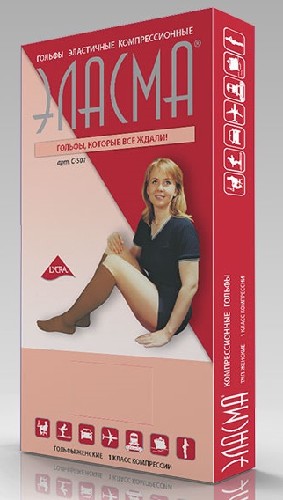 Изображение товара Компрессионные гольфы ЭЛАСМА 1 класса для женщин, черные, размер 3