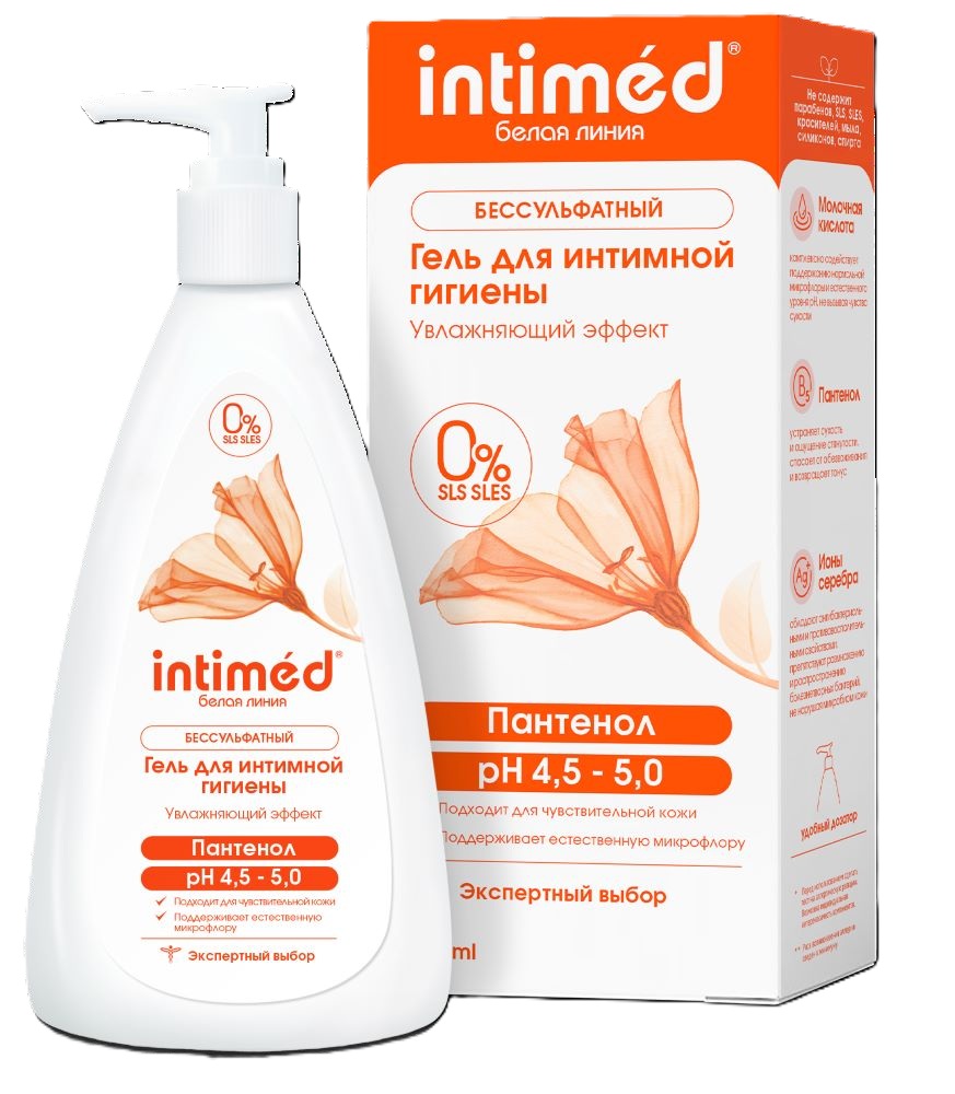 Изображение товара Intimed белая линия гель для интимной гигиены увлажняющий эффект 200 мл