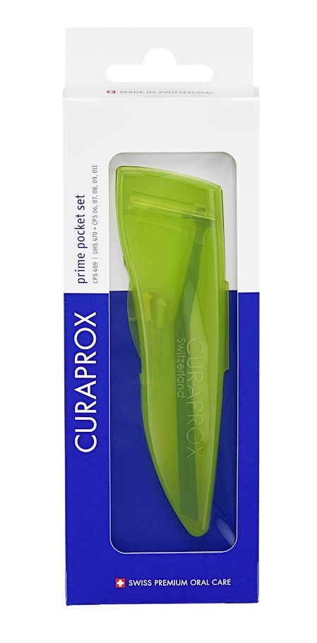 Изображение товара Межзубные ершики Curaprox CPS459 Prime Pocket Set 5 шт. с держателем UHS 470